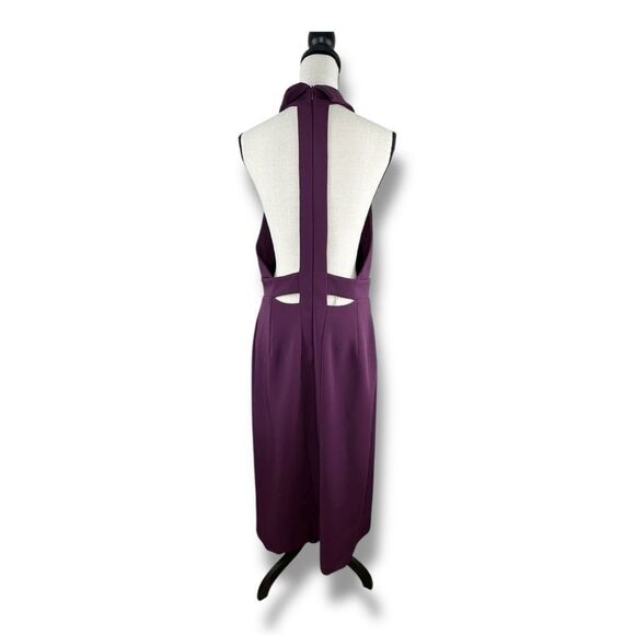 FRAMED Burgundy Deep-V Neck Evening Dress Cut-out Back Front Wrap Slit New Sz L - Picture 3 of 13